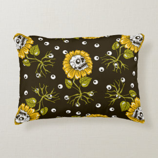 Almofada Decorativa Crânios de Girassol: Padrão contínuo único.