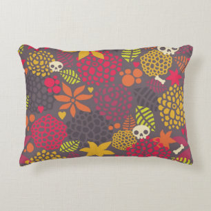 Almofada Decorativa Crânios e flores