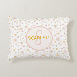 Almofada Decorativa Crianças: Cute Name Pink Orange Patterno of Suns H