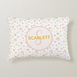 Almofada Decorativa Crianças: Cute Name Pink Orange Patterno of Suns H
