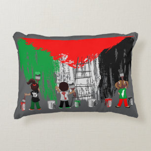 Almofada Decorativa Crianças de Gaza Pintando a Bandeira da Palestina