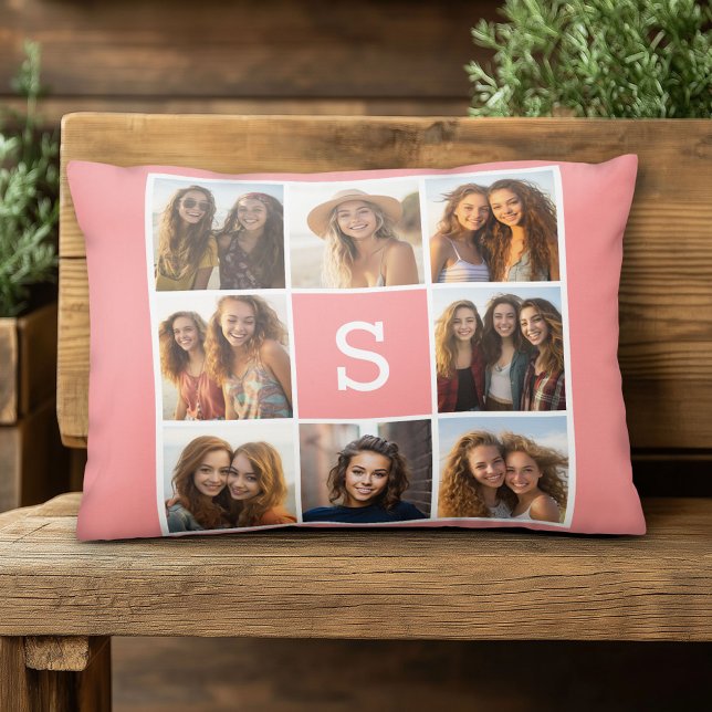Almofada Decorativa Crie seu próprio Monograma Personalizado de Colage (Custom Photo Pillow)