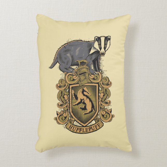 Almofada Decorativa Crista de Harry Potter | Hufflepuff com texugo (Frente(Vertical))