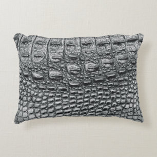 Almofada Decorativa Crocodilo Noir: Preto Couro Mito