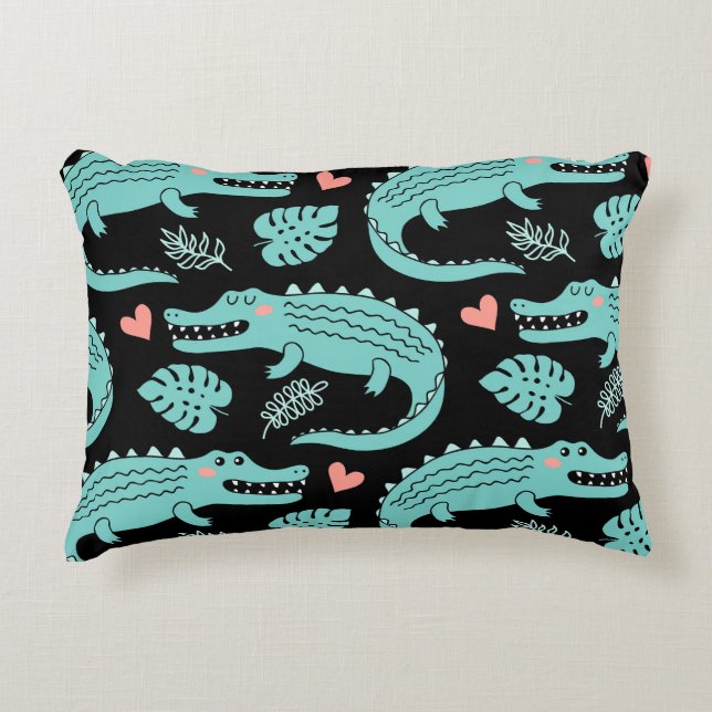 Almofada Decorativa Crocodilos de animação, um padrão perfeito. (Frente)
