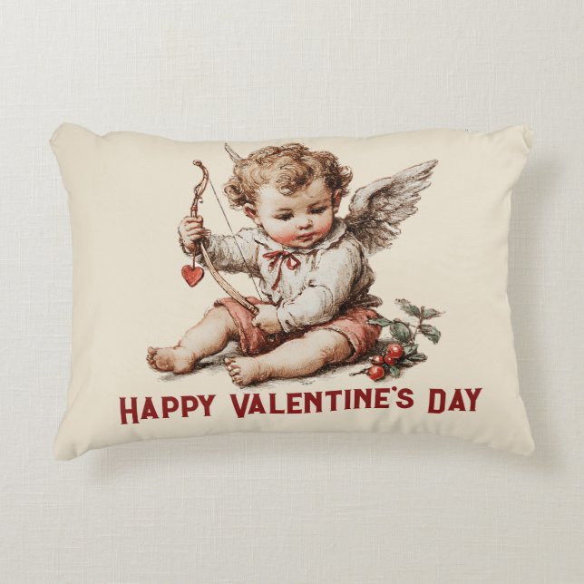 Almofada Decorativa Cupido Antigo com Arco de Coração (Frente)