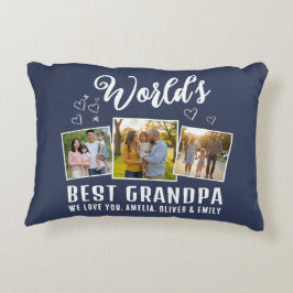 Almofada Decorativa Custom World's Best Grandpa 3 Photo