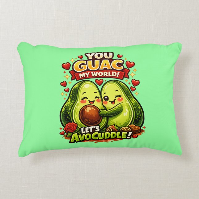 Almofada Decorativa Cute Avocado Valentine’s Love Design, kawaii Love (Frente)