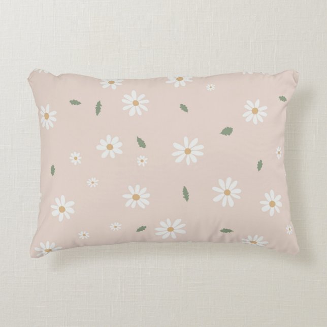 Almofada Decorativa Cute Daisies Floral Blossoms & Greenery (Frente)