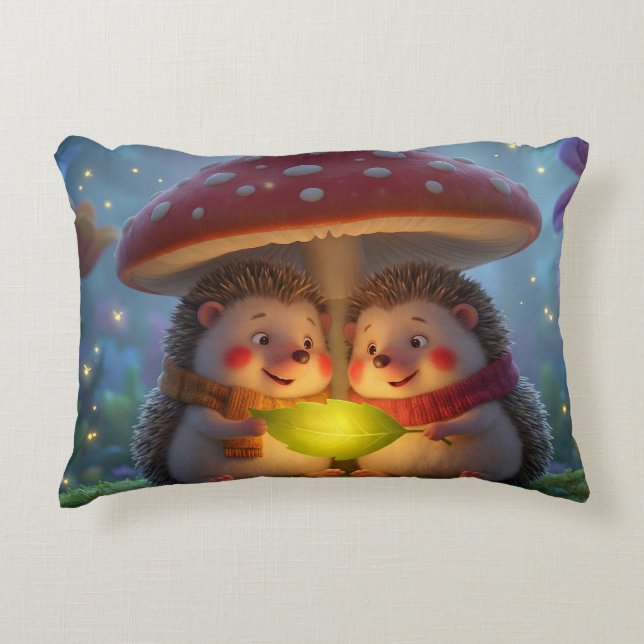 Almofada Decorativa Cute Hedgehog Mushroom Throw Pillow (Frente)