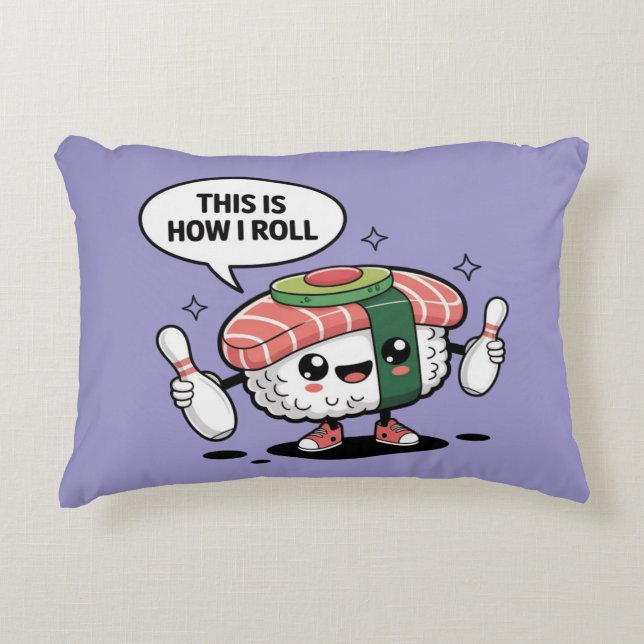 Almofada Decorativa Cute Kawaii Sushi com pinos de boliche (Frente)