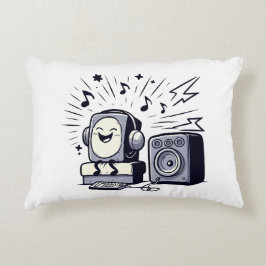 Almofada Decorativa Cute Music Lover – Fun Cartoon Music Pillow