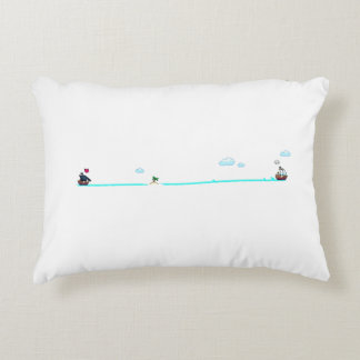 Almofada Decorativa Cute Pixel Art Navio Pirata Perseguindo Navio Merc