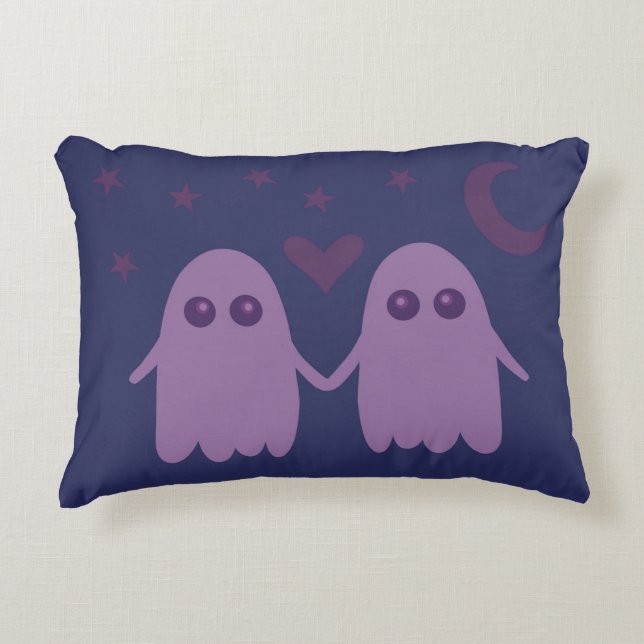 Almofada Decorativa Cute Purple Ghost Throw Pillow (Frente)