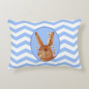 Almofada Decorativa Cute Vintage Bunny e Chevron Patterno