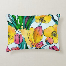 Almofada Decorativa Cute watercolor floral Artistic hand painted