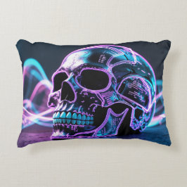 Almofada Decorativa Cyberpunk Skull Glitch