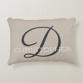 Almofada Decorativa D Nome Personalizado Inicial Bege Neutro
