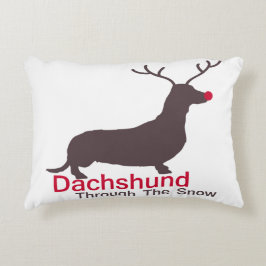 Almofada Decorativa Dachshund Através Da Neve