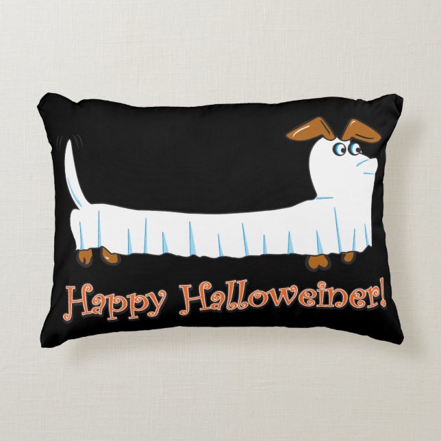 Almofada Decorativa Dachshund feliz de Halloween (Frente)