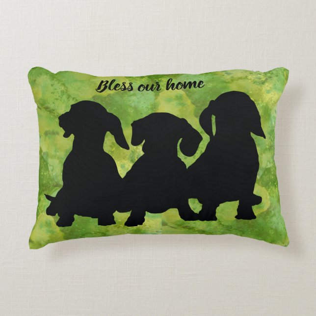 Almofada Decorativa Dachshund Travesseiro Silhouette House Aquecendo P (Frente)