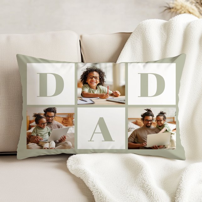 Almofada Decorativa Dad 3 Photo Collage Sage Green (Criador carregado)