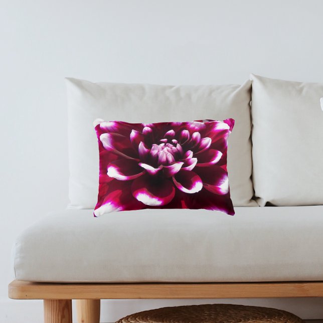 Almofada Decorativa Dahlia Floral Branca e Rosa Profundo (In Situ Sofa)