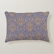 Damasco Elegante Dourado em Azul Periwinkle
