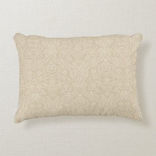 Almofada Decorativa Damasco elegante floral bege do papel de parede do