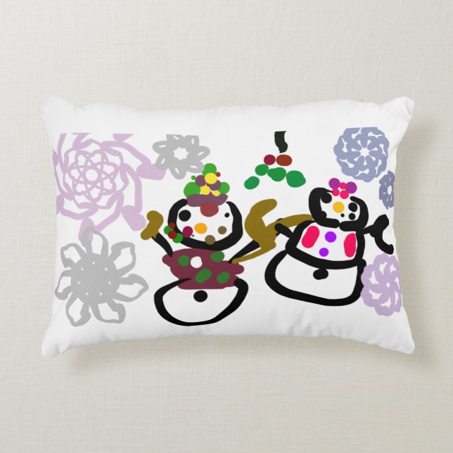 Almofada Decorativa Dance Snowman and Snowwoman (Frente)