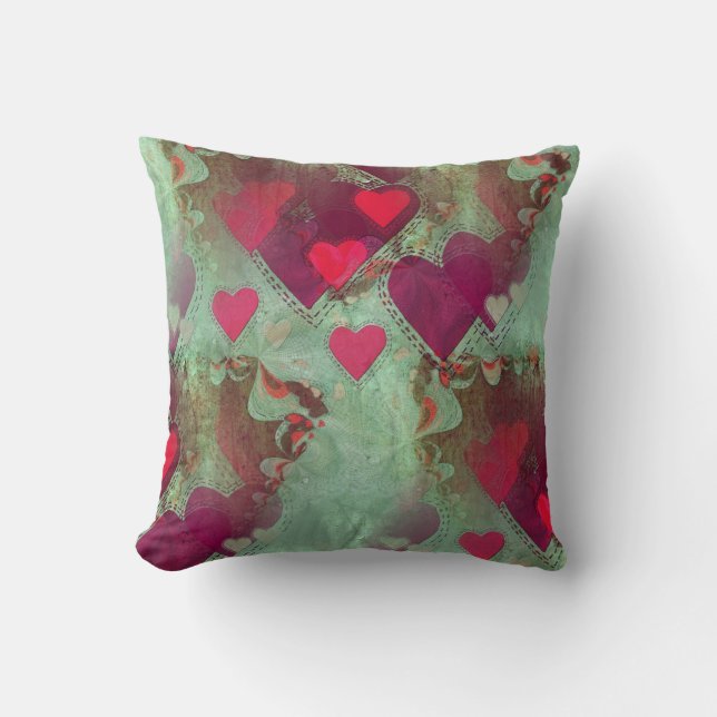 Almofada Decorativa de Amor Abstrato com Corações  (Frente)