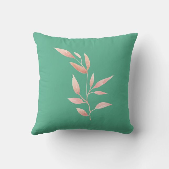 Almofada Decorativa de Folhas Botânicas em Verde A (Verso)