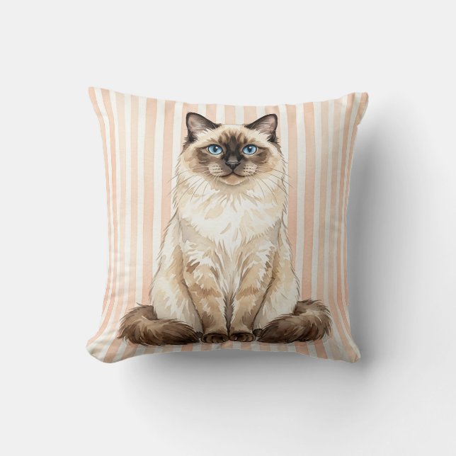 Almofada Decorativa de Gato em Aquarela (Frente)