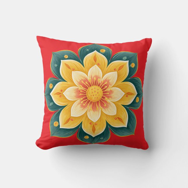 Almofada Decorativa de Impressão Floral Elegante (Frente)