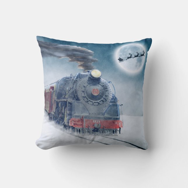 Almofada Decorativa de Natal Tema Trem (Frente)