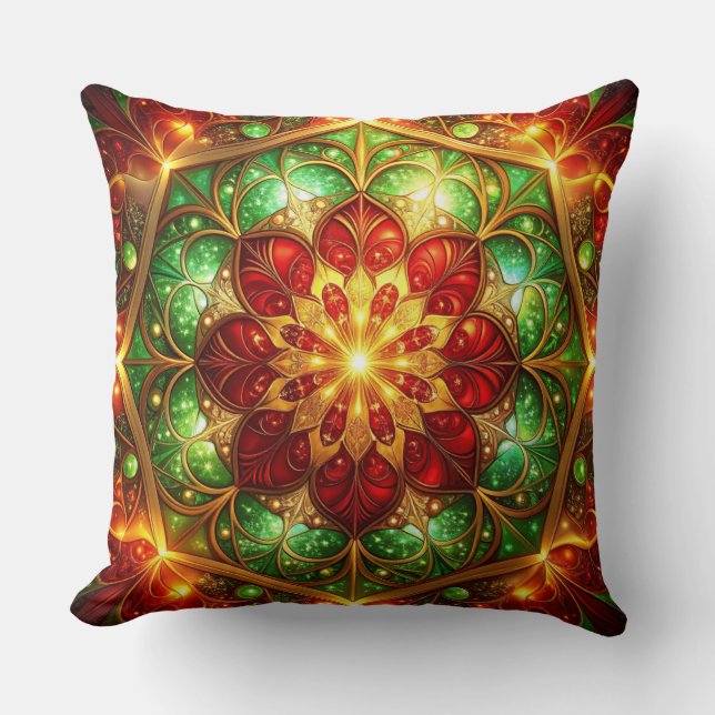 Almofada Decorativa de Natal Verde Vermelha (Frente)