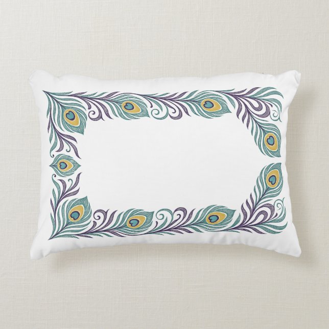 Almofada Decorativa de Pena de Pavão (Frente)