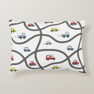 Almofada Decorativa Decado de quarto de criança de automóveis e estrad