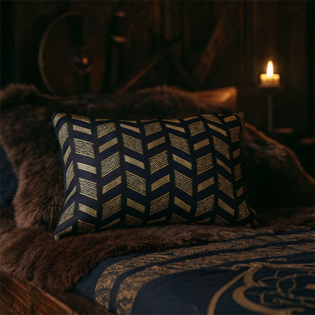 Almofada Decorativa Deco Geométrico do Padrão Chevron Dourado Preto (Criador carregado)