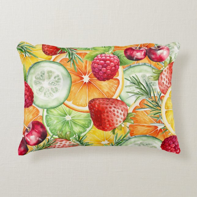 Almofada Decorativa Decoração de Fruta de Verão de Aquarela (Frente)