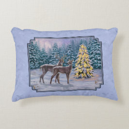 Almofada Decorativa Deer e Árvore de Natal Blue