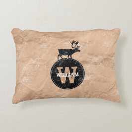 Almofada Decorativa Deer Monogramas - Papel castanho-marrom, russo, af