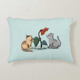 Almofada Decorativa Delícia de Verão de Gatinhos Verde Espuma do Mar