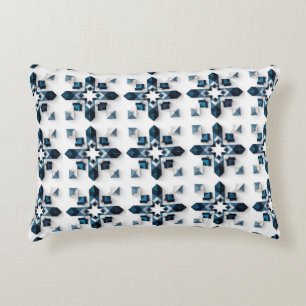 Almofada Decorativa Desenho Abstrato Geométrico em Azul e Branco