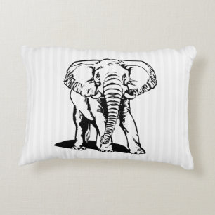 Almofada Decorativa Desenho da Linha do Elefante Preto