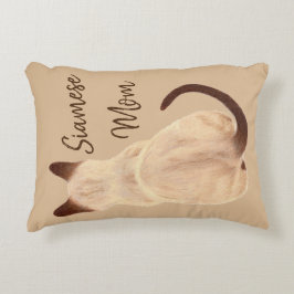 Almofada Decorativa Desenho da Mãe Gata Siamesa Sasha Kitty Olhando pa