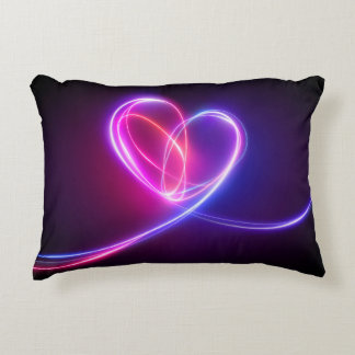 Almofada Decorativa Desenho de luz de néon cor-de-rosa. Doença cardíac