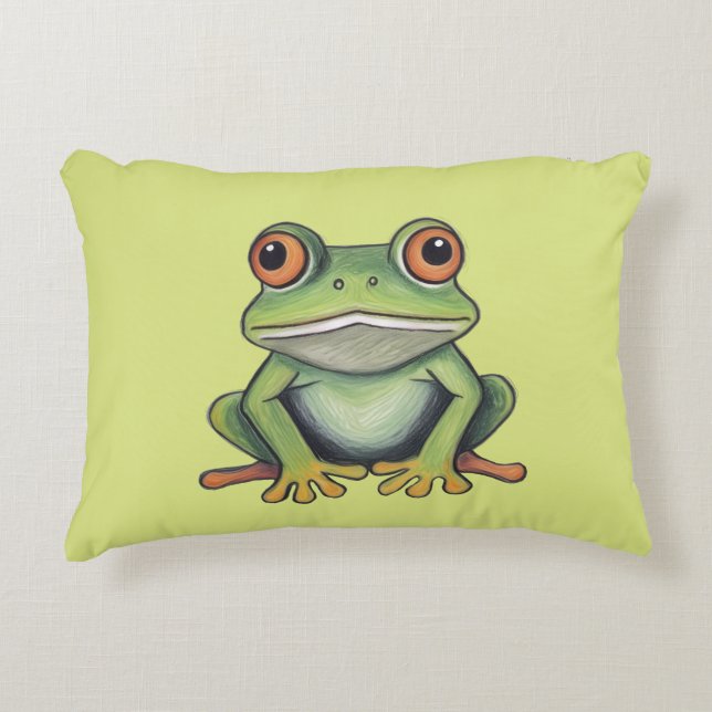 Almofada Decorativa Desenho de sapo com lápis de cor (Frente)