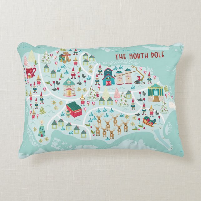 Almofada Decorativa Desenhos animados bonitos vila ilustrada do Pólo (Frente)