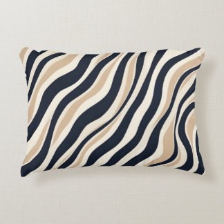 Almofada Decorativa Design abstrato de carvão vegetal com creme ondula